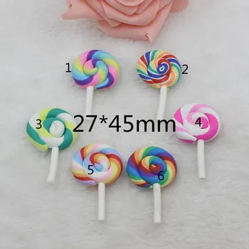20pcs/veliko kawaii ploymer gline lollipop za otroke phonecase mešanje barv približno 27*45MM