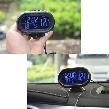 Avto ura uro avto elektronski mometer svetlobna ura avtomobilska elektronika pribor 12v termometer alarma auto