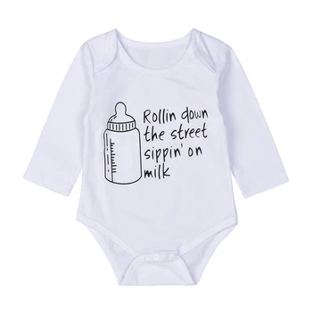 Srčkan Novorojenega Dojenčka Baby Steklenico Mleka Oblačila Romper Obleke Tuš Darilo