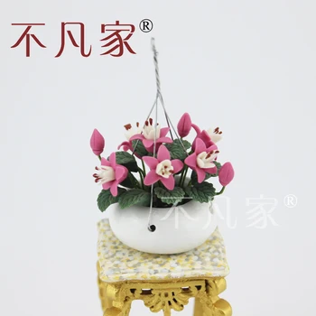 1:12 lestvici lutke Ročno balkon viseče košare Mini cvet