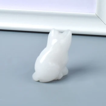 1.5 inch Naravno bela jade mačka Figurice Mini Živali Obrti Vklesan mineralne Zdravilne kvarčni kristali Kip za otroke Doma Dekor