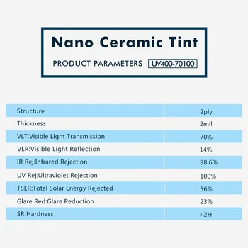 1.52x30m 70%VLT UV Zeleno Auto Avto Nano Keramični Odtenek Film Dežnik Steklo za Niansiranje Film Prednje Vetrobransko steklo Odtenek Vinil