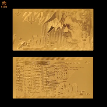 10ocs/veliko Izrael Nastavite Banka Opomba 50 Novih Shekel Denar v 24k Gold Bankovcu Za Višino Zbirk