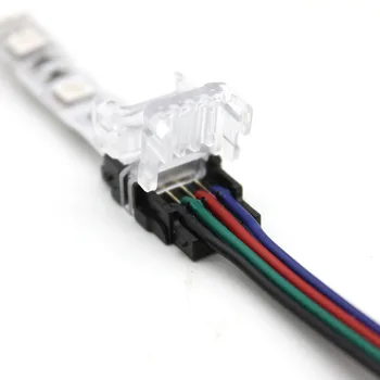 10PCS 2 Pin 4 Pin LED Priključek za 10 mm Nepremočljiva/Ne ene Barve RGB LED Trakovi, Trak/Žice Hitro Povezava RGB Svetlobe