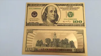 10pcs Medaljo 24k ZDA 100 Dolarjev Zlata Bankovcev Valuti Bill papirnati Denar Kovanec Ponarejenih Bankovcev