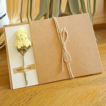 10pcs/veliko Cvetja Kraft Papir za Voščilnice Poročno Dekoracijo Kartice Rojstni dan, Poročna Vabila Kartice materinski Dan Darila