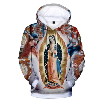 12 Do 20 Let Otroci Hoodies Naše Gospe Iz Guadalupe Devica Marija Katoliške Mehika Hoodie Majica Moški Ženske blagovne znamke Suknjič oblačila
