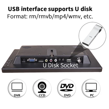 12 Inch LCD Prenosni HDMI Monitor VGA Vmesnik 1920x1080 Gaming Zaslonu za Macbook Pro CCTV Home Security System PS4 Xbox360