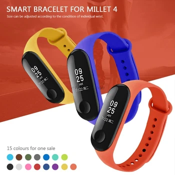 15pcs Trakov za Xiao mi Mi Band 3 / Mi Smart Band 4 Silikonske Zapestnice Watch Band Zamenjava 15 barve