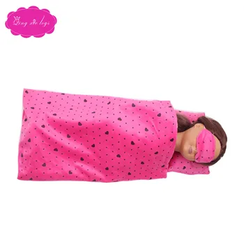 18 inch Dekleta lutka posteljnina magenta odeja vijolično blazino Ameriški novorojenčka green patch Otroške igrače fit 43 cm lutke otroka c292