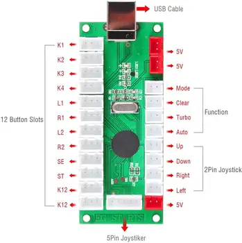 2 Igralca Arkadna DIY Kit USB Kodirnik za PC Palčko Igre, 5V LED Sveti Pritisni Gumbi Za Raspberry Pi 1 2 3 3B Mame Palico Boj