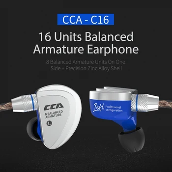 2018 CCA C16 8BA pogonskih Enot V Uho Slušalke 8 Uravnotežen Armature HIFI Spremljanje Slušalke Slušalke S Snemljivo Držalo CCA C10