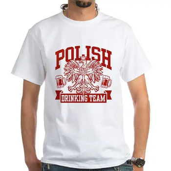 2019 Moda Barva Moški Tshirt Poljski Pitne Ekipa Belega T-Shirt Bombaž Majica Bele Priložnostne Tee