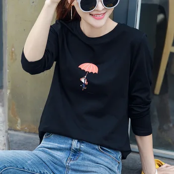 2019 Pomlad Jesen Fashion Pismo Print majica s kratkimi rokavi Ženske z Dolgimi Rokavi Tshirt Vrhovi Tee Shirt gray22