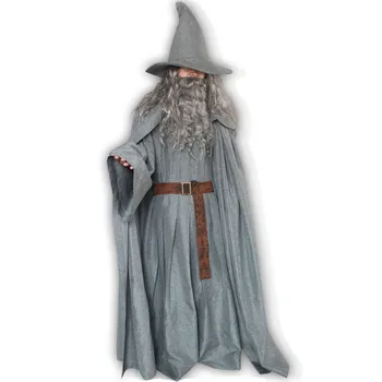 2020 Gandalf Cosplay Kostum Haljo Odraslih Čarovnik Plašč, Klobuk in lasuljo brado