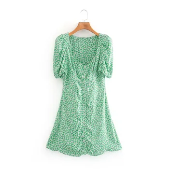 2020 Poletje Novo zeleno cvet tiskanja Shirt Obleko zaraing-slog za ženske do leta 2020 sheining vadiming ženske ženska obleka Xn9776