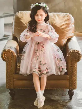 2020 Pomlad Srčkan Otroci Tiskanja Dolg Rokav Obleke za Dekleta Oblačila Visoke Kakovosti Otroke, Otroška Oblačila Dekle, Princesa Obleko 3-11Y