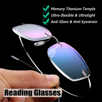 2020 Ultralahkih TR90 Pomnilnik Titana Rimless Obravnavi Očala Moški&Ženske Presbyopic Očala Oculos Grau De +1.0 -3.5