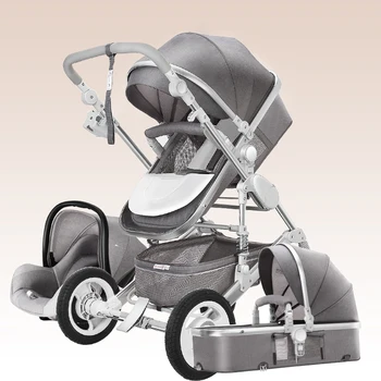 2020 Visoko Krajine Baby Voziček 3 v 1 S Avtomobilski Sedež in Voziček Luksuzni Dojenček Voziček Nastavite Newborn Baby Avtomobilski Sedež Vozička