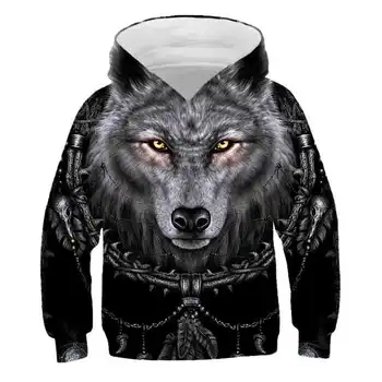 2020 volk živali Nov Modni fantje dekleta Hoodies 3D Tiskanih Jesen in zimo, Majica za otroke Hoodies risanka Hoodie