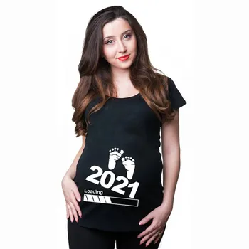2021 Nove Ženske, Nosečnost Oblačila Baby Zdaj Nakladanje, Počakajte Porodniškega Tees Tiskanje Vrhovi O-Vratu Poletje Kratek Rokav Noseča T-Majice