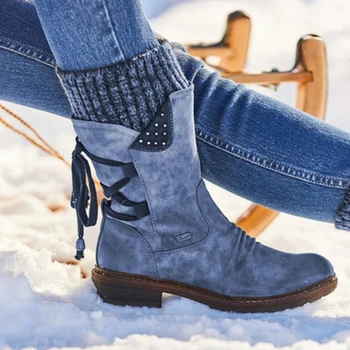 2021 Ženske Zimske Mid-Tele Boot Jate Zimske Čevlje Mode Dame Sneg Škornji, Čevlji Z Visoko Stegno Antilop Toplo Botas Zapatos De Mujer