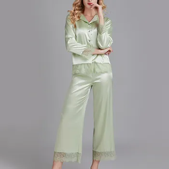 2Pcs Moda za Ženske Pižame Nastavite 2020 Poletje Pižamo Simulacije Svileno Pižamo Čipke Sleepwear More Nastaviti kawaii oblačila L42