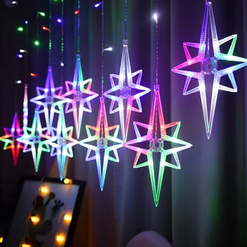 3,5 M LED North Star Zavesa Svetlobe, 220V EU Božič Garland Niz Vila Luči na Prostem Za Okna svate Novo Leto Dekor