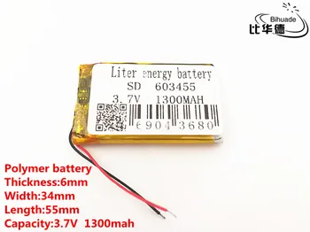 3.7 V,1300mAH,603455 Polimer litij-ionska / Litij-ionska baterija za IGRAČE,MOČ BANKE,GPS,mp3,mp4