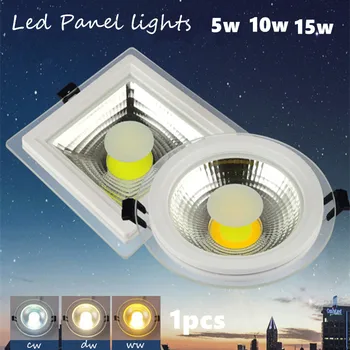 3 sprememba barve stekla led COB plošča light LED Vgradne Stropne Luči AC85-265V LED Downlight COB 5W 10W 15W Domačo razsvetljavo 1pcs