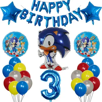 37pcs Risanka Sonic Folija Balon Jež Fant Dekle Rojstni dan Okraski Število Balonov Baby Tuš 1. Stranka Dobave