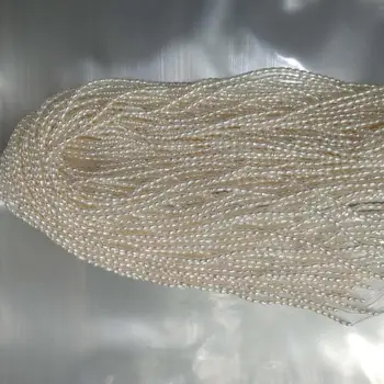 39 cm ,2-3 mm MINI riž SLADKOVODNI BISERI BISERI, NARAVE sladkovodnimi biseri material z OVALNE oblike-AA kakovosti