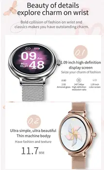 39 mm Ženske Pametno uro S Srčni utrip, Krvni Tlak ženski fiziološke monitor ip68 smartwatch Za ženske Android, IOS