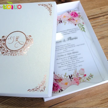50pcs priljubljen poročni akril vabilo kartice cvet design vzorec brezplačno tiskanje poročna vabila s poceni cene