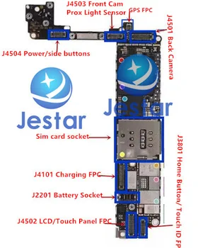 5pcs /veliko J4504 J4501 J4503 J3801 J4502 J2201 J4101 TUNFX_RF J_SIM_RF FPC priključki za iphone 7 4.7 na krovu
