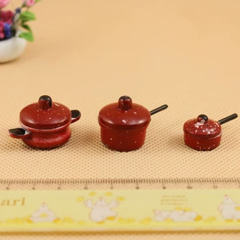 6Pcs 1/12 Lutke Miniaturne Posode Komplet Kuhinja Scene Model Otroci Igrače Dom Dekoracija