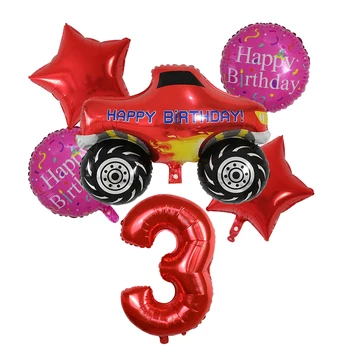 6pcs Stroji Folijo Ballon Happy Birthday Party Dekoracijo Žogo Fant Darilo Tank Avtobus Požar Avto Počitnice Baloni Zrak Globos