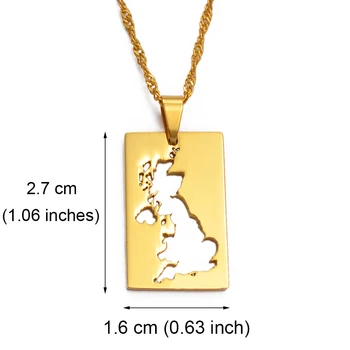 Anniyo Združeno Kraljestvo Velika Britanija in Severna Irska Zemljevid Obesek & Ogrlice za Ženske KRALJESTVU Državi Zemljevidi #021421