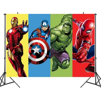 Avengers, Iron Man, Hulk Kapetan Stranka Kulise Photobooth Ozadje Krpo Stojalo Superheroj Otrok Rojstni Dan Dekoracijo Sten