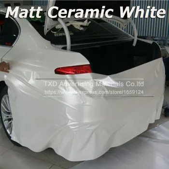 Avto Styling Chrome Pearl Keramike Bele Vinil za avto zavijanje Pearl mat beli saten film s Velikost: 10/20/30/40/50/60x152cm