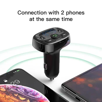 Baseus FM Oddajnik za Prostoročno uporabo Bluetooth Kompleta za Mobilni Telefon, LCD-MP3 Predvajalnik S 3,4 Dvojno USB Avtomobilski Telefon, Polnilnik