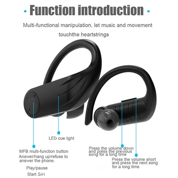 Bluetooth 5.0 Slušalke Športne Nepremočljiva Res Brezžične Slušalke Ear Kavljem Stereo TWS 8D Slušalke PK Q62 Q32