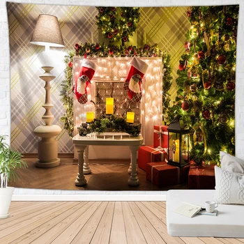 Božič kamin tapiserija steno krpo dekor nova zasnova 2019 božično drevo darilo stenski preprogi