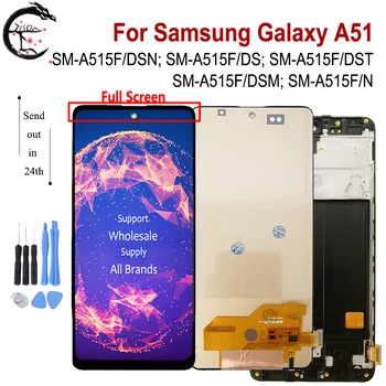Celoten Zaslon Za SAMSUNG Galaxy A51 2019 LCD A515F Display + Okvir SM-A515F/DSN SM-A515F/DSM LCD Zaslon na Dotik, Računalnike Skupščine