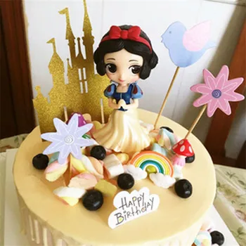 Cupcake lutke princesa pokrivalo otrok rojstni dan spominkov darilo dekleta igrače sneguljčica princesa rojstnodnevno torto dekoracijo pokrivalo