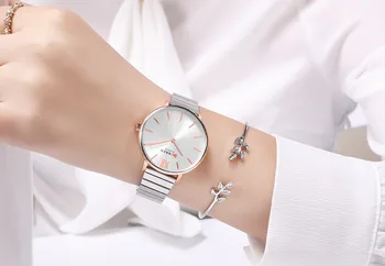 CURREN Quartz uro Ženske Mreže iz Nerjavečega Jekla Watchband Priložnostne ročno uro Japonska Gibanje Bayan Kol Saati Reloj Mujer 2019