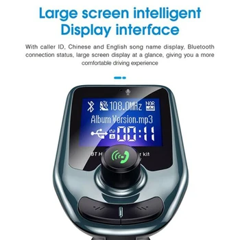 D4 MP3 Bluetooth 5.0 Oddajnik FM Predvajalnik Glasbe, Prostoročno QC3.0 Avto Polnjenje Popolnoma Nova In Visoke Kakovosti