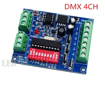 Debelo 4CH 4 channel RGBW Enostavno dmx512 DMX Dekoder,Zatemnitev,Krmilnik,Voznik,5-24V za LED Trak Svetlobe Trak Lučka Modul