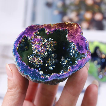 Debelo zdravilnimi kristali naravni kremen cornucopia agate geode Galvanizacijo barvo kristalno jama za dekoracijo doma