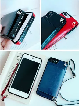Denarnica trak primeru Za iPhone mini 12 11 pro XS MAX XR X 7 8 6 6s plus primeru zajema pu usnje kartico ramenski vrvica za opaljivanje tega telefona vrečko